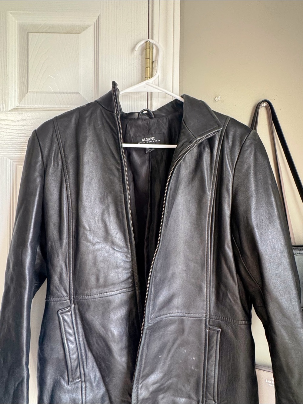 Alfani Black Leather Jacket, REAL GENUINE LEATHER
